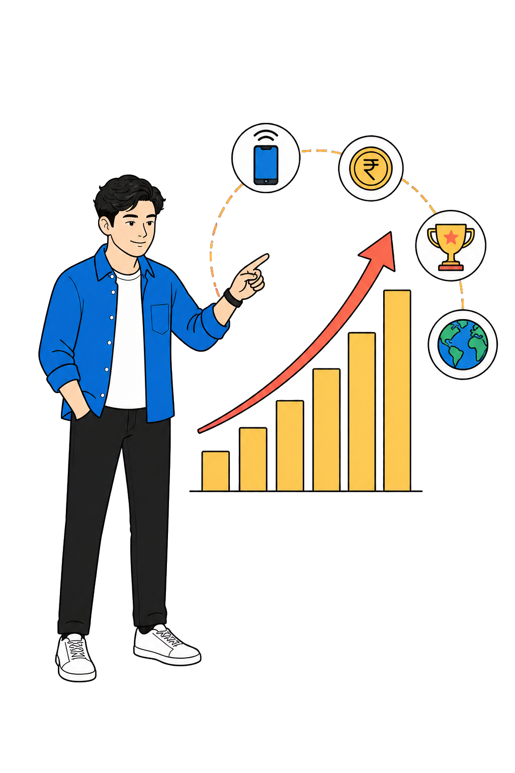 Young male founder presenting a growing education market